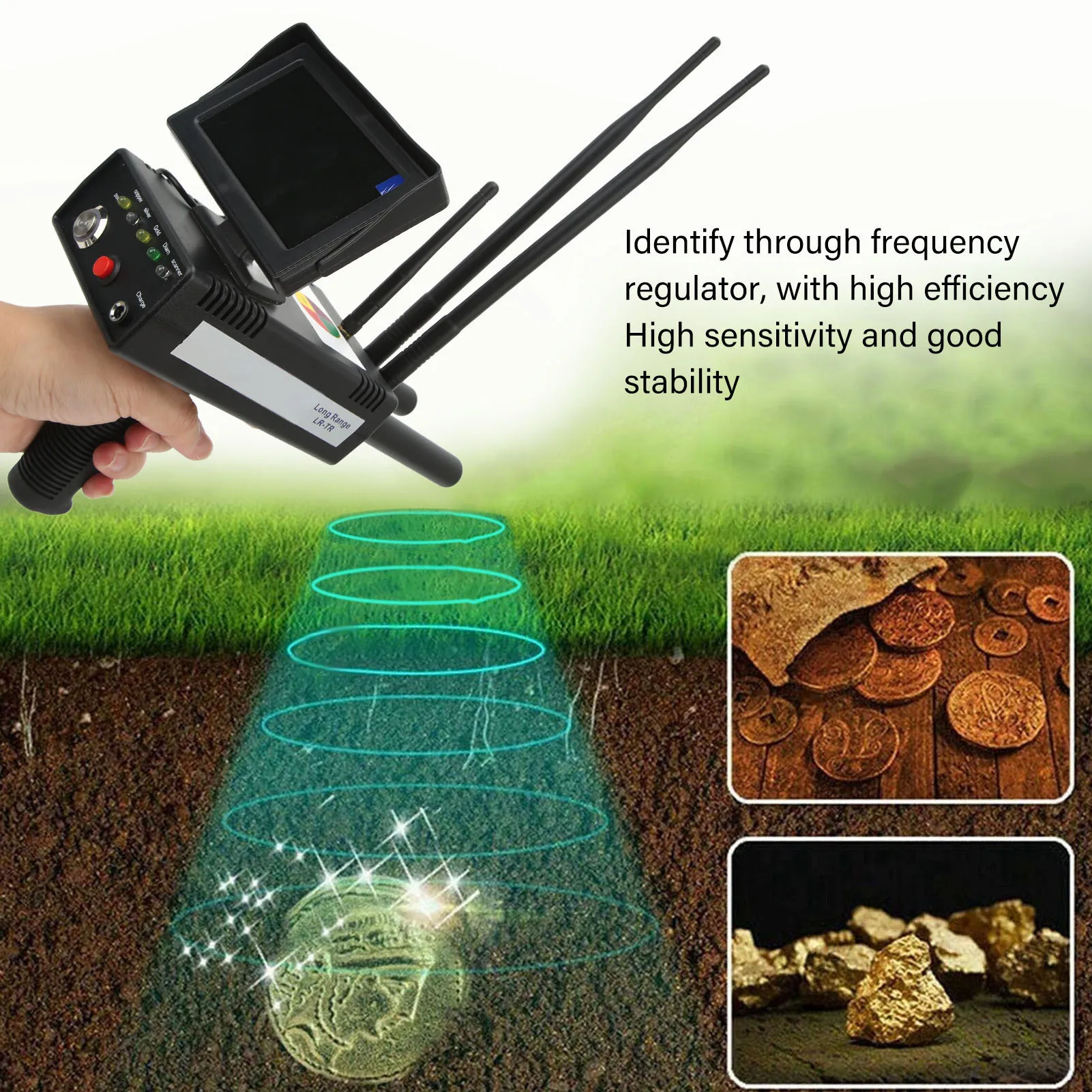 Handheld Metal Detector AC100‑240V Long Range High Efficiency Metal Detector Receiver Good Stability for Gold Silver Copper