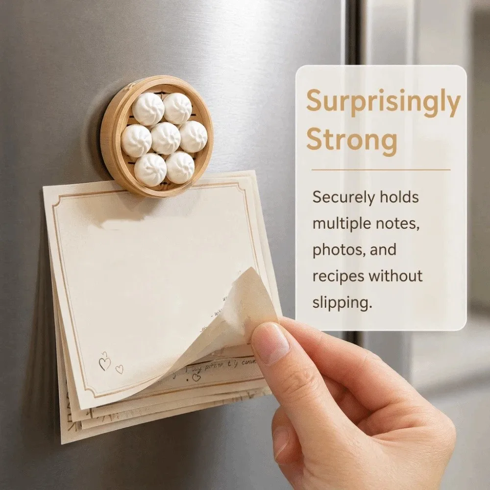 3D Printing Bun Dumpling Fridge Magnet Plastic Whimsical Chinese Dim Sum Refrigerator Magnet Realistic DIY Label