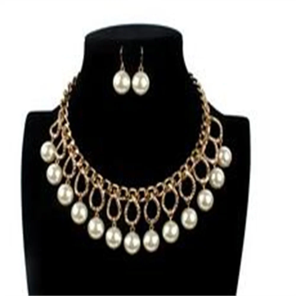 Koop Hot Multi-layer Ketting Grote Imitatie Parel Ketting Vrouwen Kettingen En Hangers