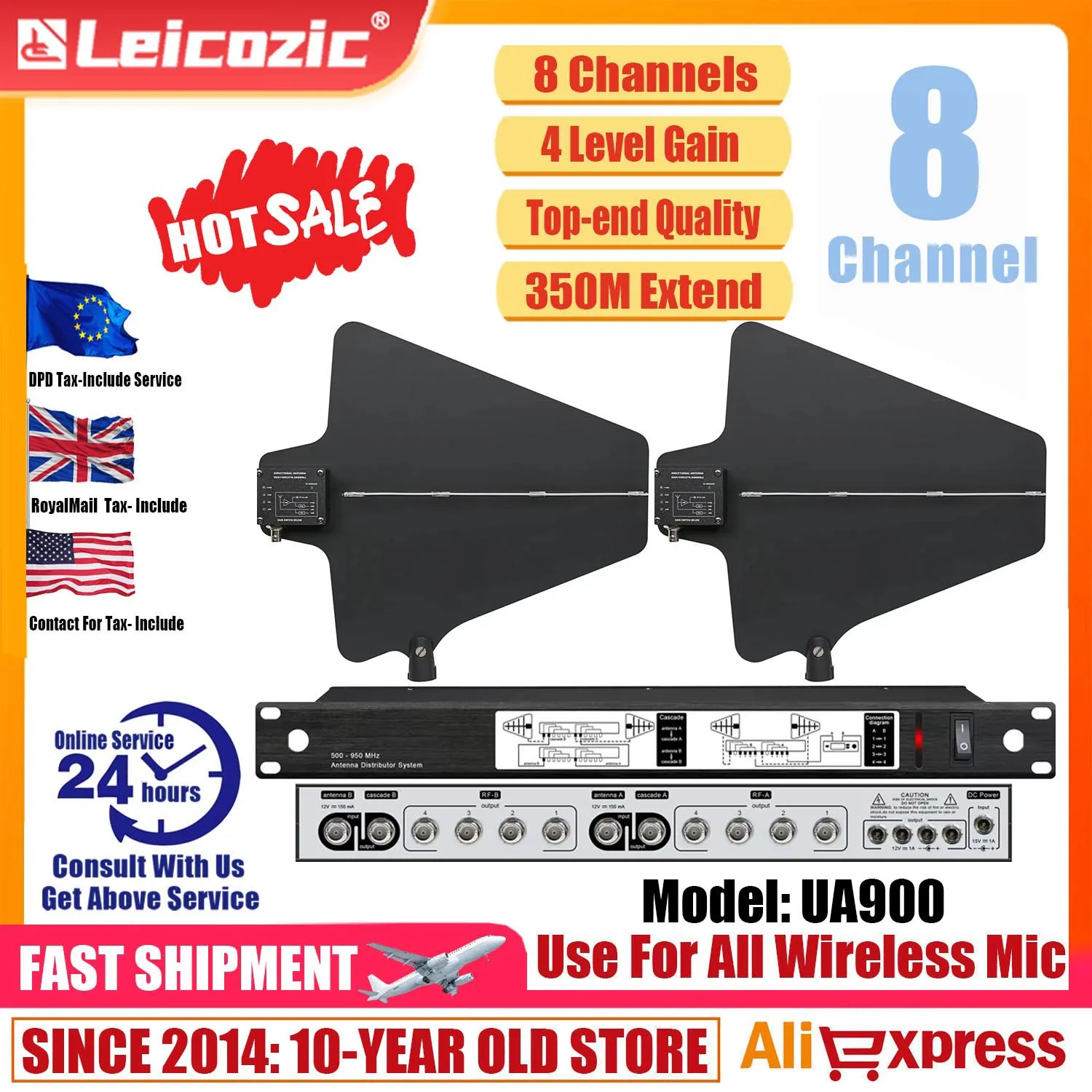 Leicozic UA900 Active Signal Booster Intensifier 400M 5 Channel Antenna Distribution System Equipos De Sonido Som Profissional