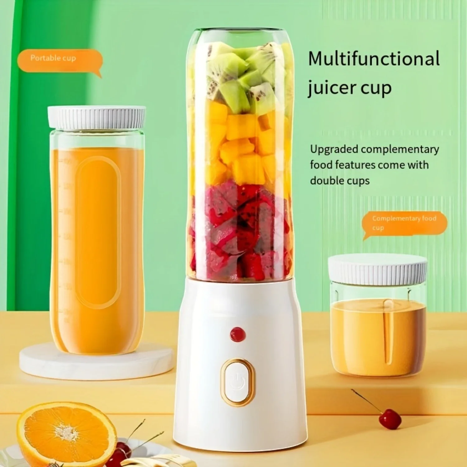 Multifunctional Portable Juicer w/ 10-Blade, USB Charging & Cups for Smoothies & More