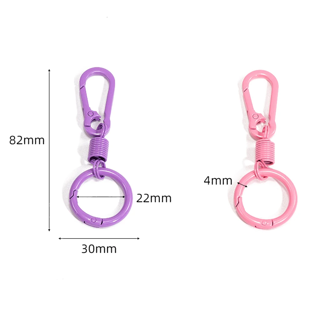 2pcs Colorful Spring Keychain Carabiner Buckle Key Rings