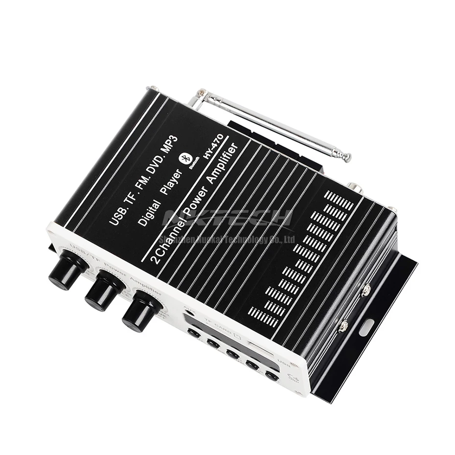 Nktech HY-470 jogador digital amplificador de potência do carro bluetooth 5.0 estéreo de alta fidelidade áudio em casa 2ch 20w rms aux usb tf cartão fm 87.5-108mhz