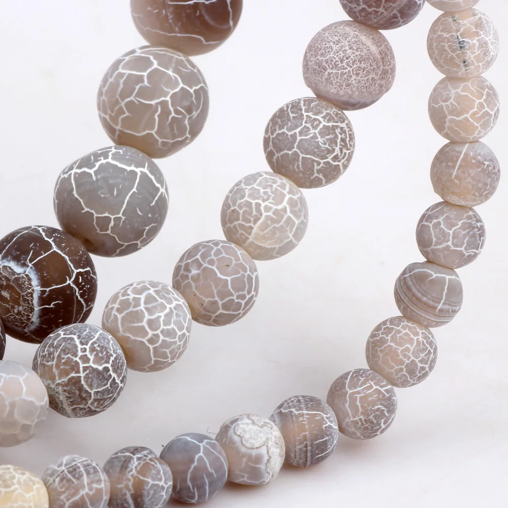 004 Model 6MM/8MM/10MM Matte Matte Matte Coffee Stained White Stripes Natural Stone Pine Beads DIY Necklace Jewelry Making