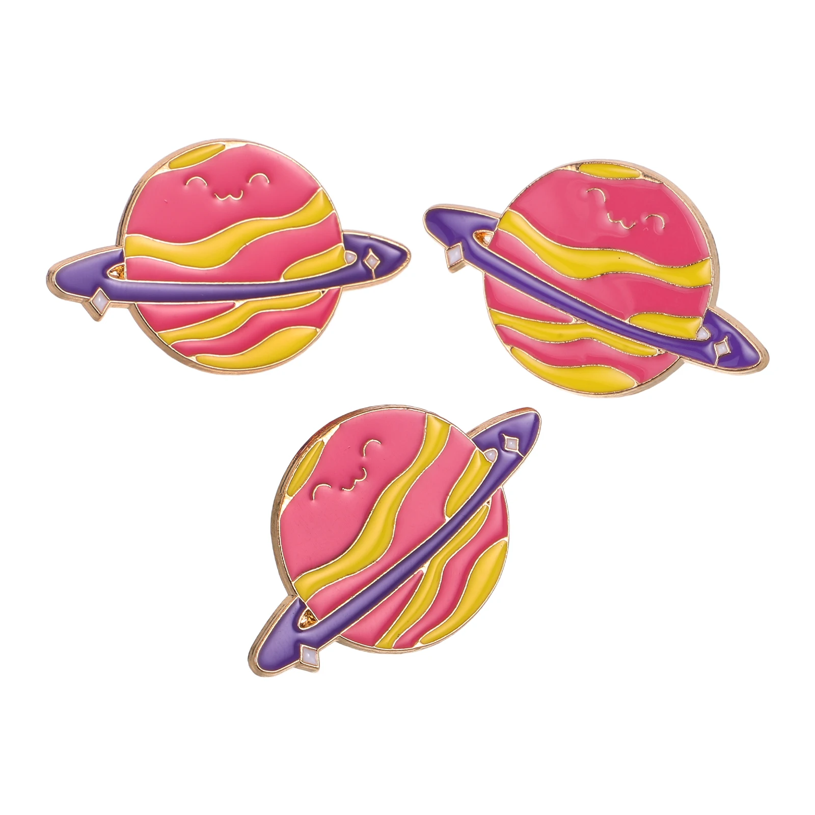 Broche de planeta con diseño de astronauta para niños, decoración de mochila, aleación de Zinc, tema espacial, recuerdos de fiesta, accesorios Kawaii, 3 uds.