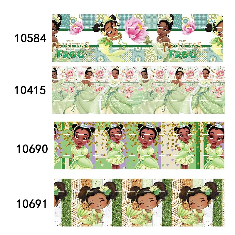 Printed Disney The Princess and the Frog Grosgrain Ribbon Tiana 50yards for DIY Bows Craft Decoration Handmade Materials