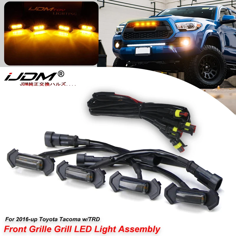 

4PCS Car Front LED Grille Light for Toyota Tacoma 2016-2019 TRD PRO Amber White Grill Light Eagle Eye Lamp Off Road Trunk SUV
