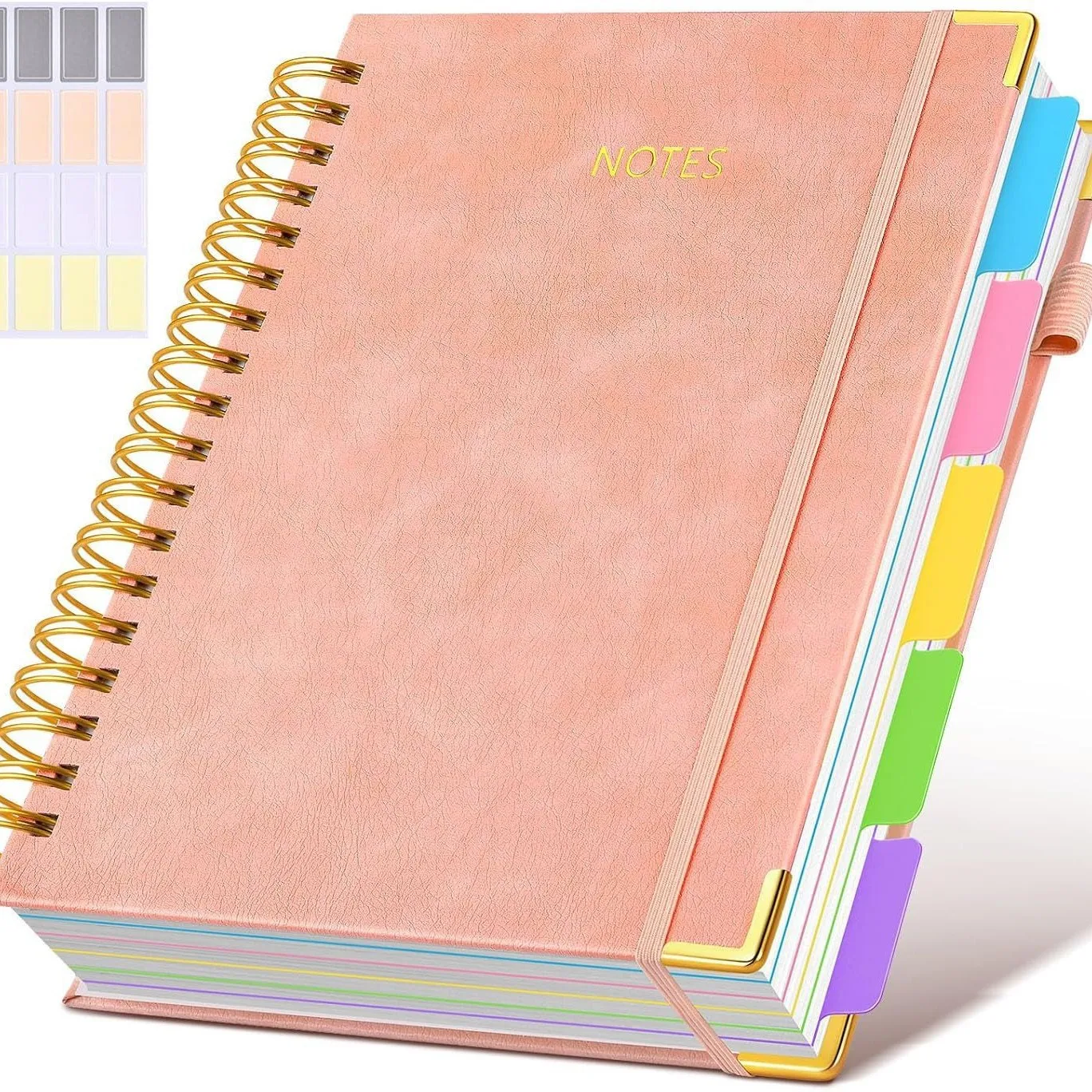 Extra großes Hardcover-Spiralnotizbuch – mit herausnehmbaren Trennblättern und Registerkarten, 300 Seiten, Kunstledereinband, für Schule, Büro, Planer – Detail 8