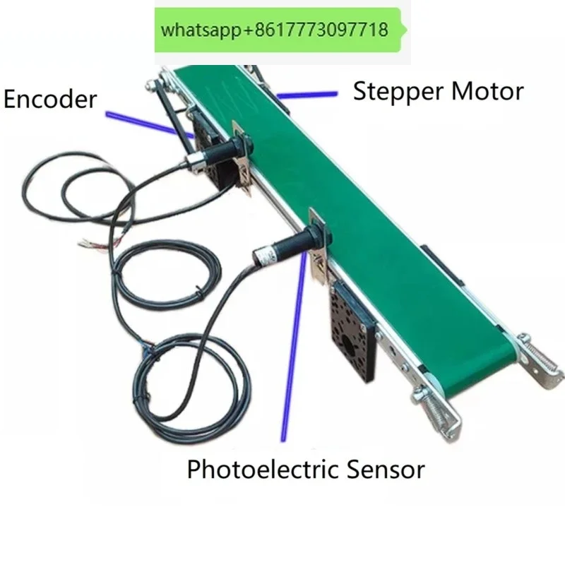Desktop Mini Conveyor Belt 500mm Includes Stepper Motor, Encode And Photoelectric Switches For PLC Learning