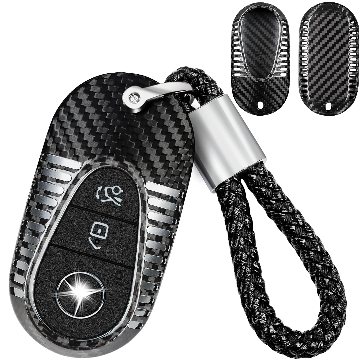 Carbon Fiber Key Cover for Mercedes Benz EQS450+ 2020-2023, Key Fob Shell Case Protector for Benz G-Class E-Class 2020-2023