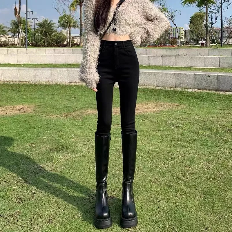 

Джинсы женские Slim Fit из денима, весна-лето, с высокой талией, длинные, с дизайнерскими пуговицами и молнией, на все сезоны...