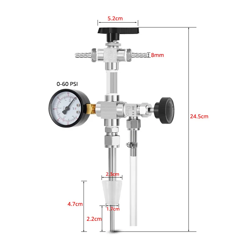 Upgraded Counter Pressure Bottle Filler with 0-60 Pressure Gauge, Homebrew Beer Bottling Device Oxygen-free Contact Transfer Kit