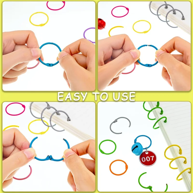 A56X Colorful Loose Leaf Binder Rings Metal Book Rings Paper Rings For Index Cards Notebook Keychain Key Ring For Office Use