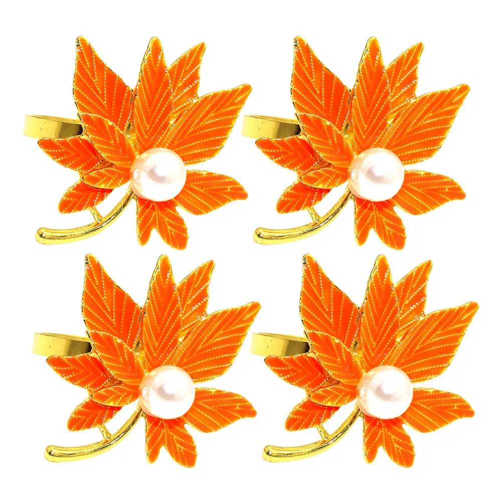 

Набор из 4 декоративных колец для салфеток из сплава, элегантный дизайн для сервировки стола, украшения на День Благодарения, праздничные вечеринки, свадьбы, осенняя тематика