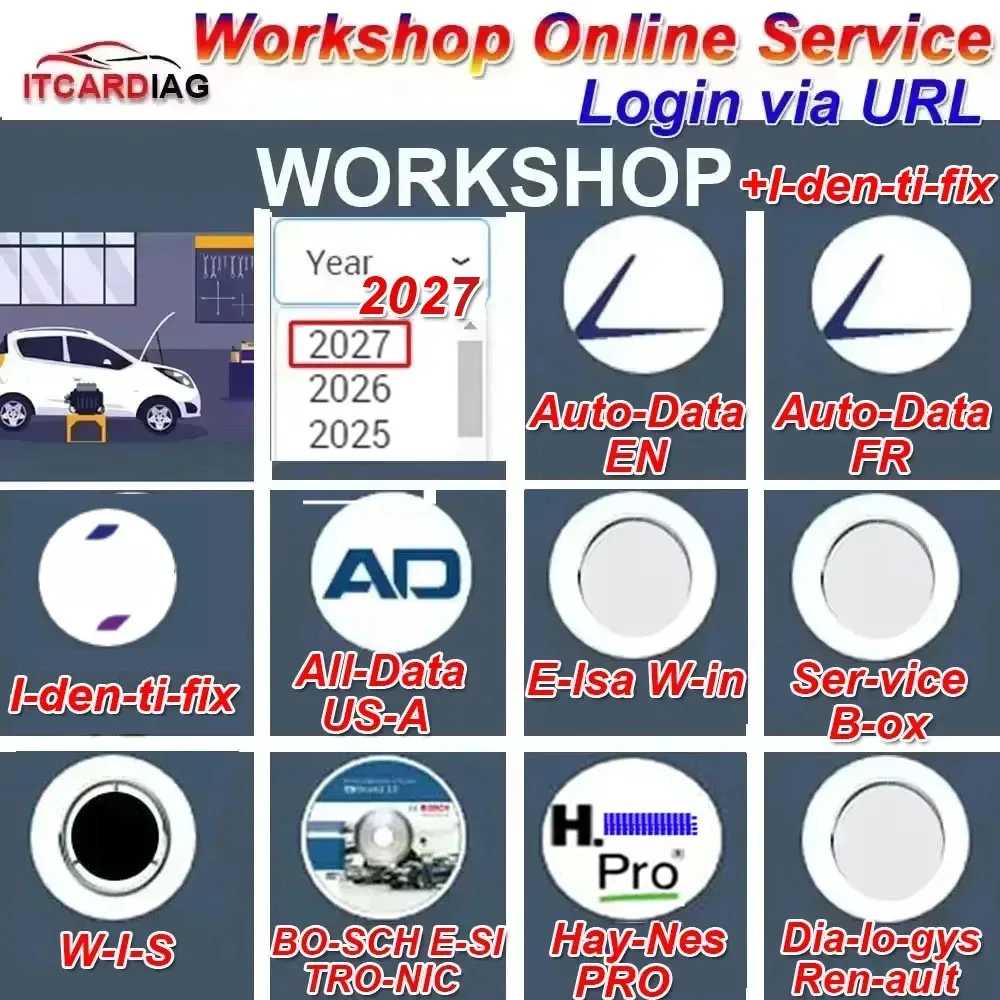 2027 Newest Workshop Repair Online Account Pack for Hay-nes PRO W-I-S Ser-vice Box E-lsa Win FCA USA Alldata Auto-Data All data