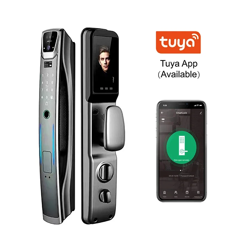 2024 3D Face Recognition Lock TUYA APP Remote Control Smart Safe Digital Door Lock With Camera