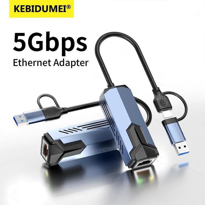 5000Mbps USB Network Card 5Gbps High Speed Wired Adapter USB3.0 Type-C to RJ45 Ethernet Converter HUB For MacBook Notebook PC