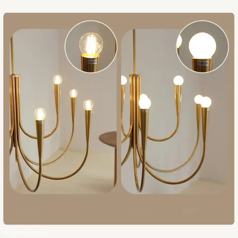 Imagem -06 - Modern Luxury Candle Pendant Lights Lustres de Ferro Preto e Dourado para Sala de Estar Quarto e Restaurante Lâmpadas Led Estilo Francês