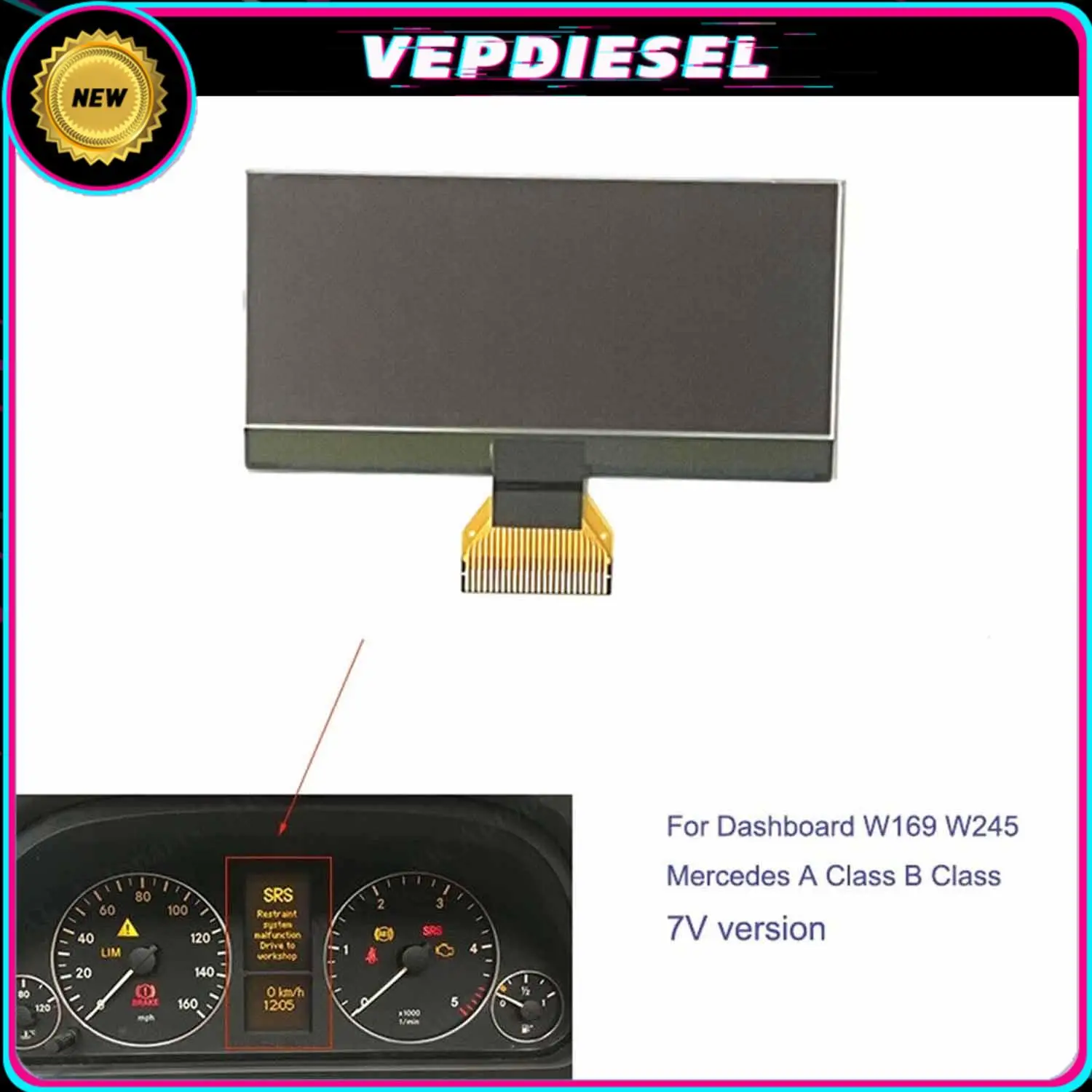 

1Pcs LCD Display for Mercedes A-Class B-Class W169 C169 W245 Dashboard 7 Volt Version 2004-2012 0263643042 Car Monitor Parts