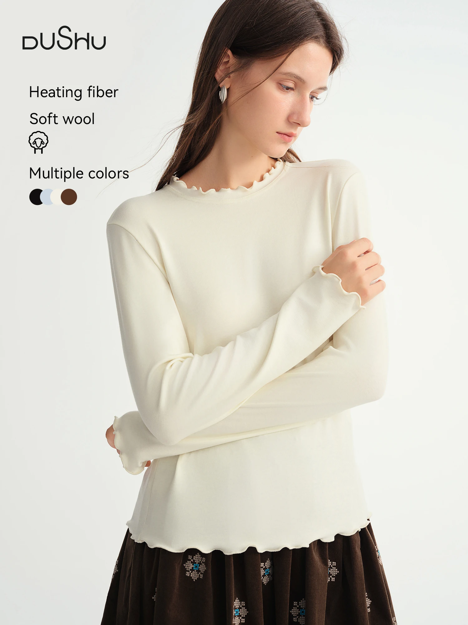 DUSHU Women's Self-Heating Wool T-Shirts Autumn Winter