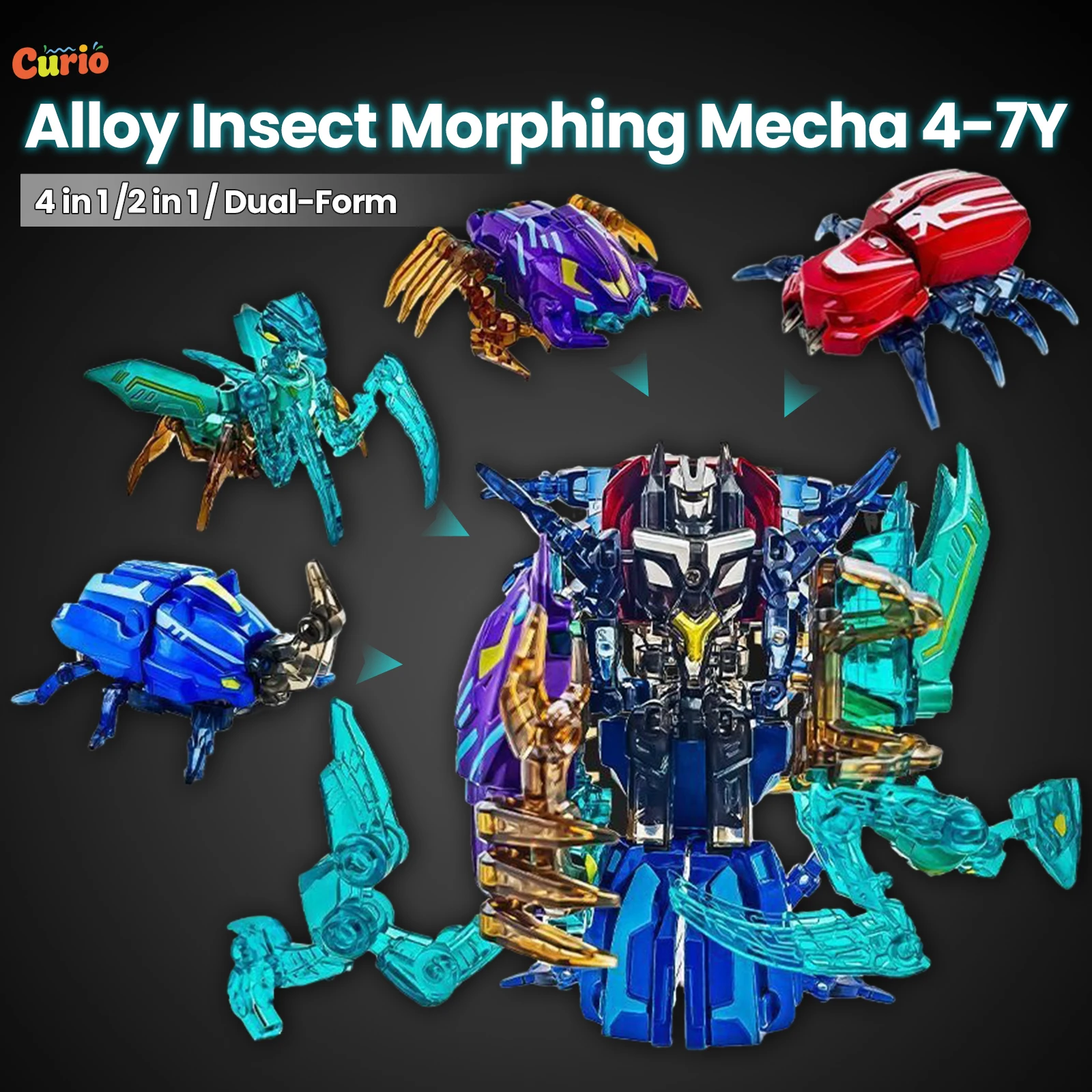 Alloy Transformable Insect Mecha Articulated Model Set Multi Form Combination Robot Cool Birthday Gift
