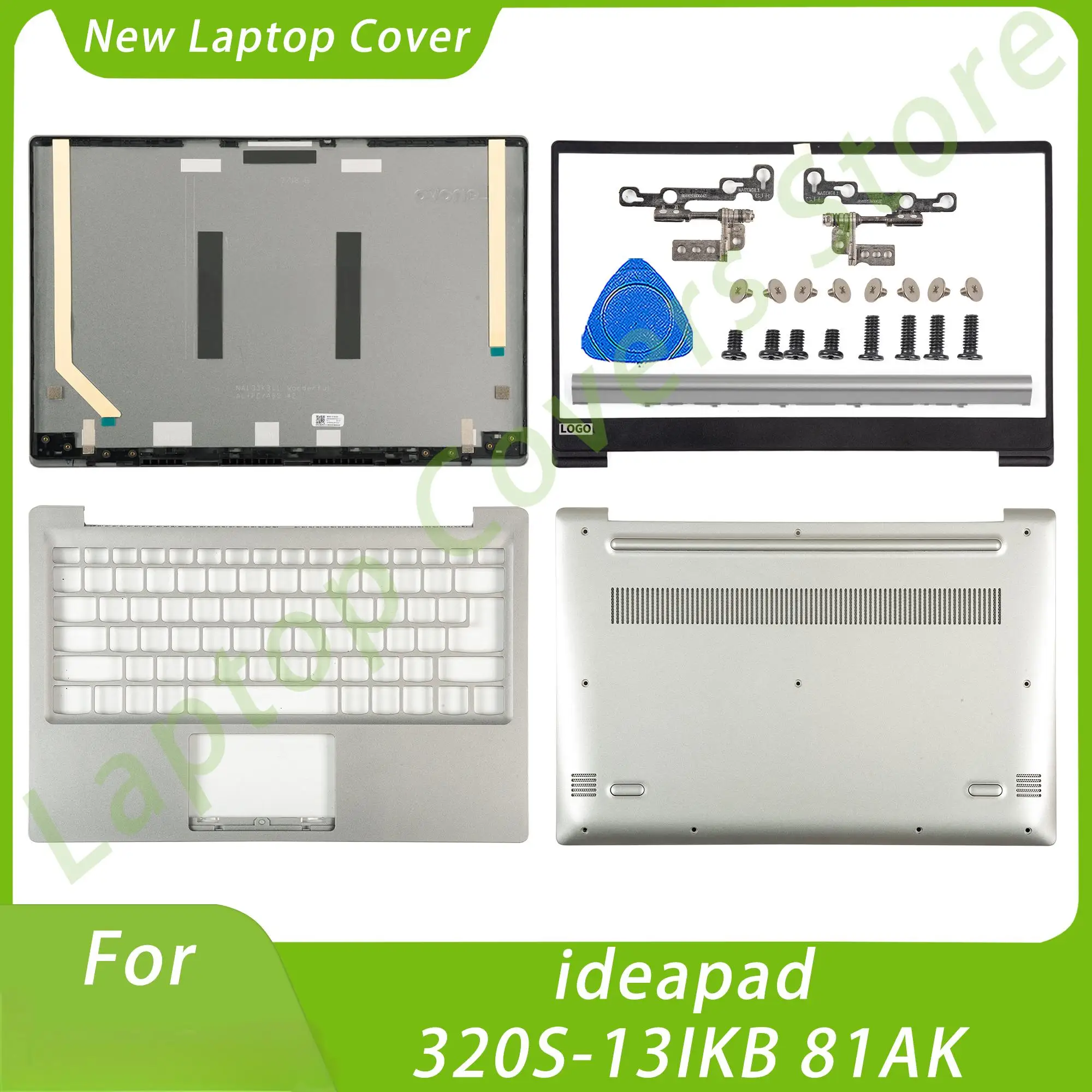 

New LCD Back Cover For Ideapad 320S-13IKB 81AK Front Bezel Palmrest Bottom Hinges Laptop Part Replacement Gray