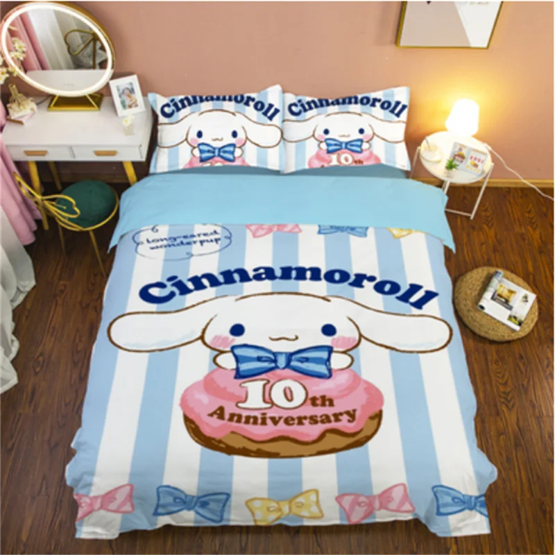 

Милый мультяшный Детский Комплект постельного белья Cinnamoroll с пододеяльником из полиэстера одинарный двойной полный размер для спальни украшение детские подарки