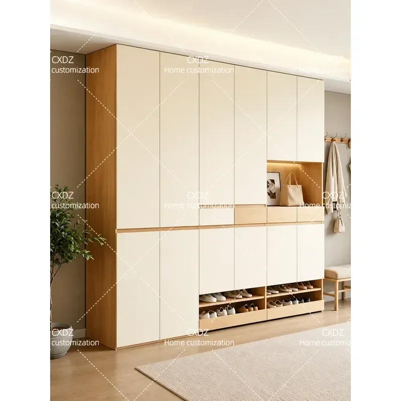 ENF Grade Pull Out Shoe Cabinet Wall Mounted Integrated Entrance Storage High Cabinet for Household Doorway 2026 New Design