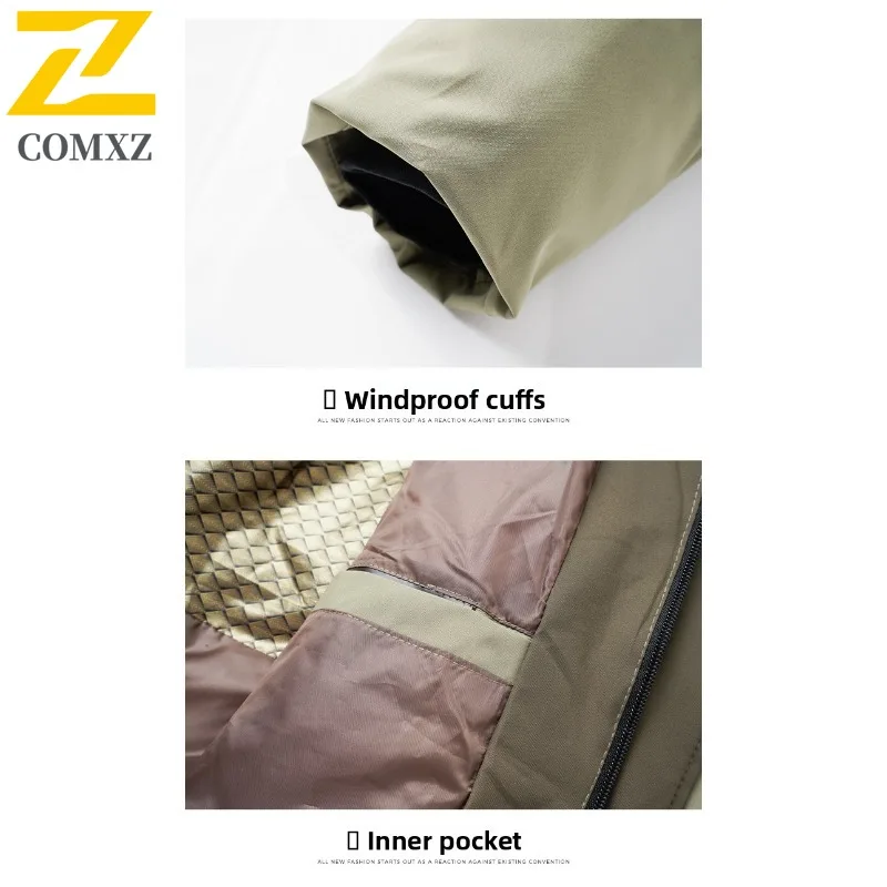 COMXZ Men Bread Jacket Fashion Snow Activities Urban Wear Techwear Comfortable Winter Jacket Outdoor Trips Loose Padding Coat
