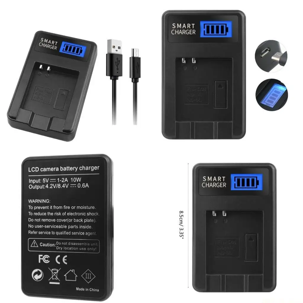 M5TD Universal USB Camera Battery with LCD for NB4L, 50 55 60 65 80 Camera Charging Base Accessories