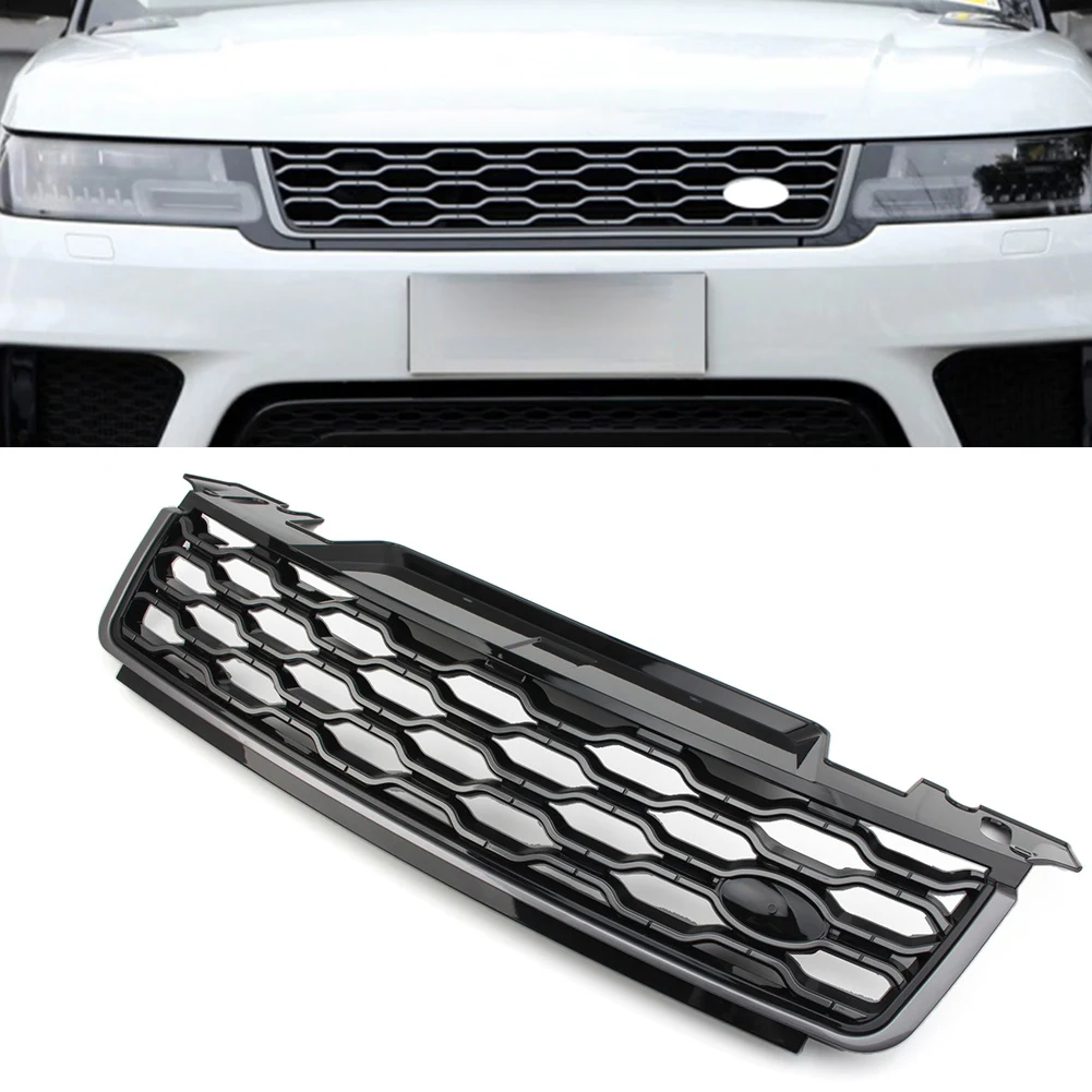 

Car Front Bumper Radiator Upper Grille Grill w/ Emblem For Land Rover Range Rover Sport 2018 2019 2020 2021 2022 LR116509