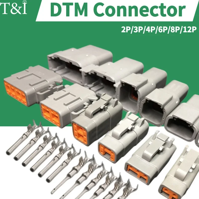 10/50/100 juegos Deutsch DTM/DT/DTP/DTF conector de automóvil enchufe y enchufe Terminal macho y hembra DTM04-2/3/4/6/8/12 DTM06-2/3/4/6/8S