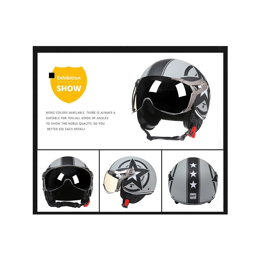 Motorcycle Helmet Classic 3/4 Summer Riding Chopper Style Retro Vintage Half Face Capacete Moto Jet Abs Lightweight Leather Helm