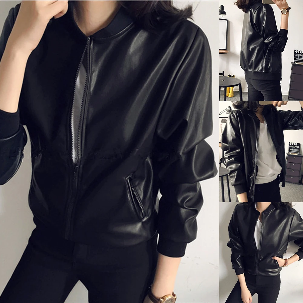 سترة نسائية أنيقة من البولي يوريثان بأكمام فانوس وسحاب أمامي بتصميم بدون ياقة للاستخدام الموسمي غير الرسمي والمكتبي #6