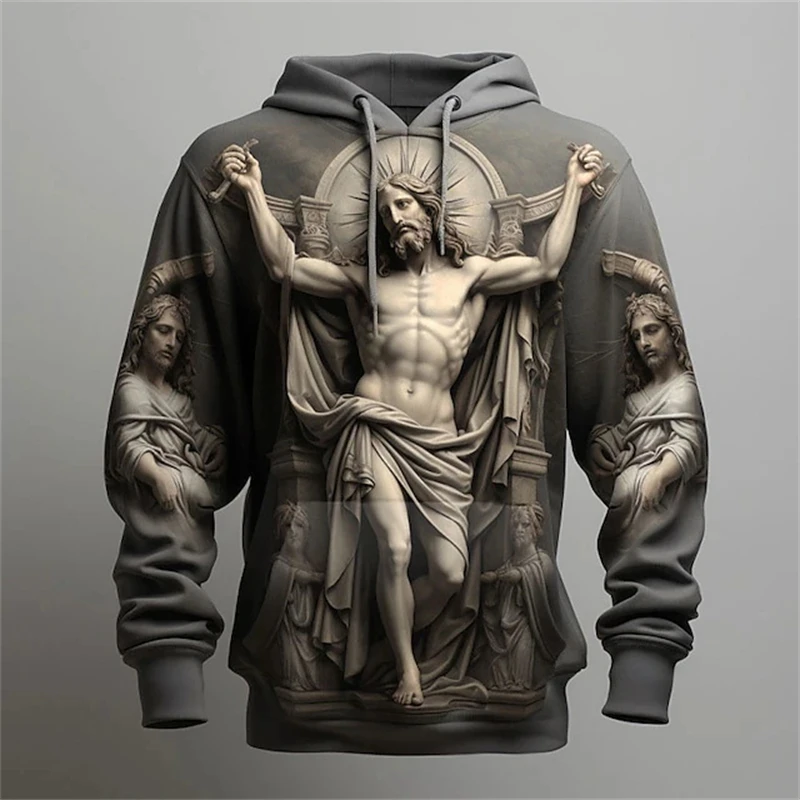 New Jesus Cross 3d Print Hoodies Men Women Sweatshirt Casual Long Sleeve Oversized Street Clothing Mens Hoodies Autumn Clothes