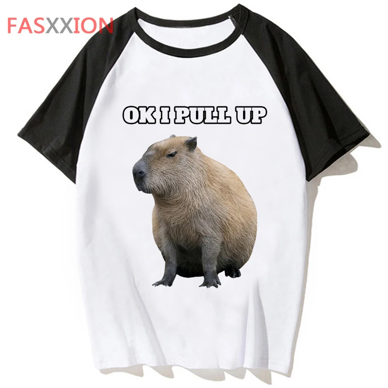 Maglietta capibara Streetwear Hop maglietta divertente da uomo Top Harajuku Hip Tee per T-Shirt abbigliamento maschile