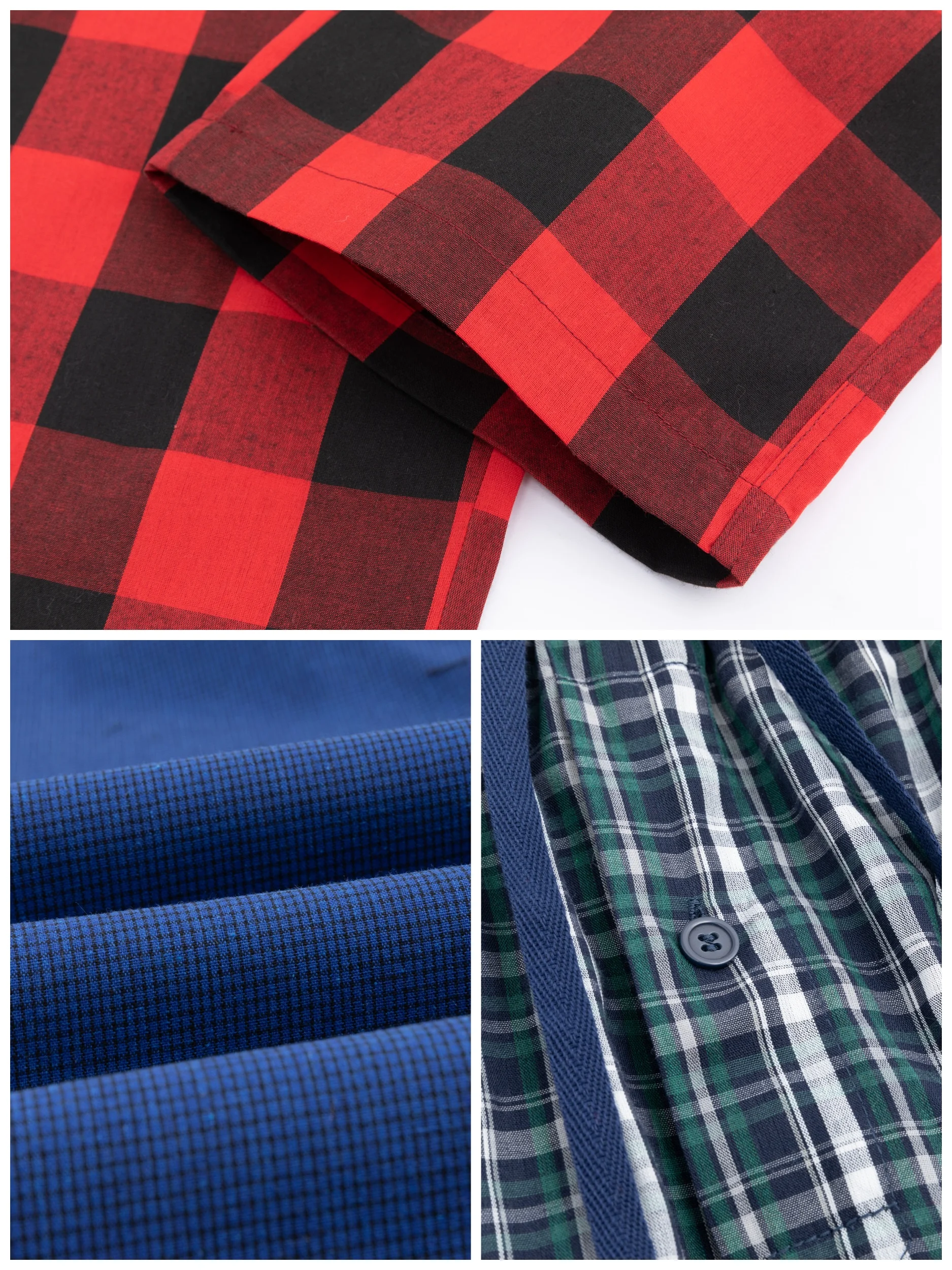 3 Pcs Men\'s Simple Plaid Pattern Cotton Casual Pants, Stretchy Loose Elastic Waist With Drawstring Pockets Home Pajamas Bottom