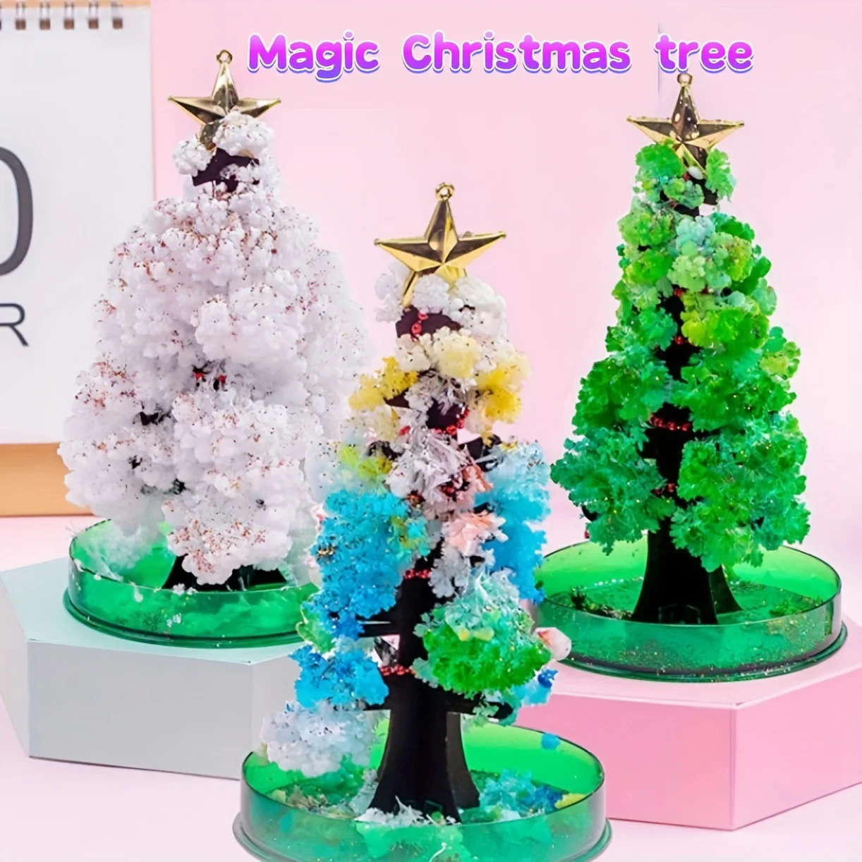 1PCS Magic Growing Christmas Tree DIY Fun Xmas Gift Toy For Adults Kids Home Festival Party Decor Props Mini Tree