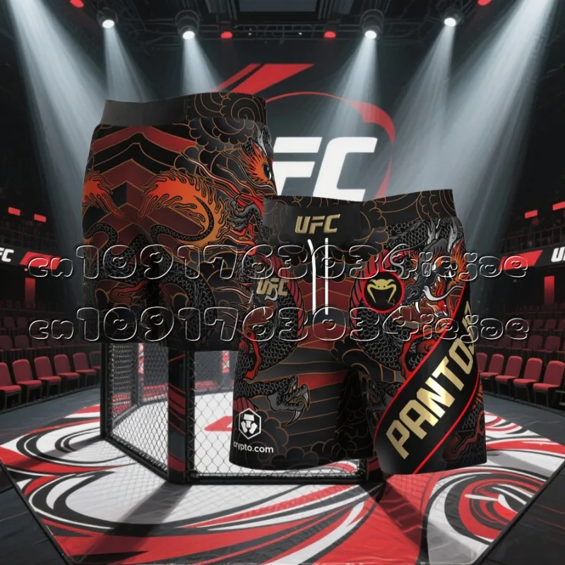 

2025 New UFC Boxing Shorts Summer Breathable Extreme Sports Beach Shorts 3D Men's and Women's Street Casual Large Shorts