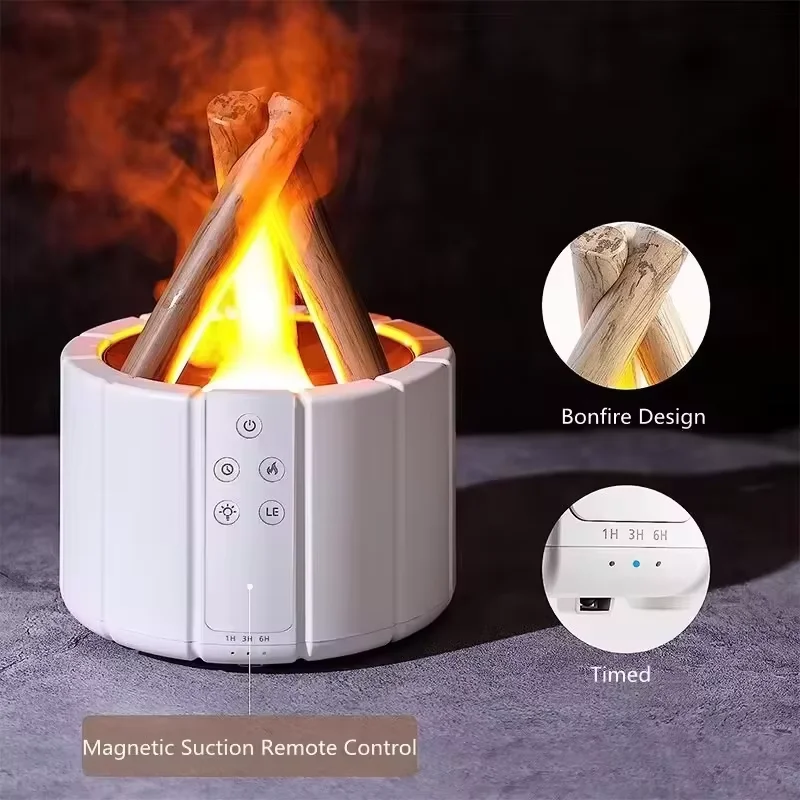 Humidificador de llama simulada, aromaterapia, humidificador de llama para el hogar, oficina, hogar, fogata, humidificador de atmósfera de luz suave silenciosa