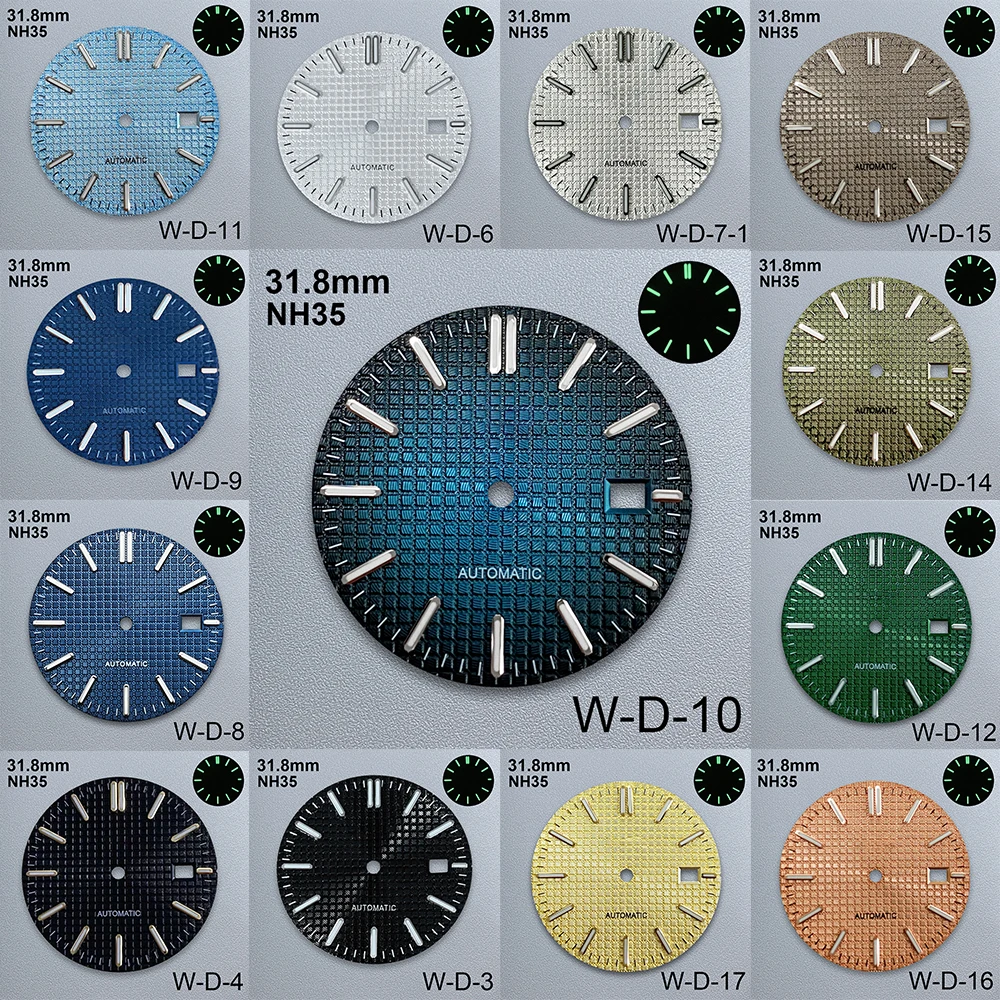 

31.8mm Oak S Logo Dial Suitable For NH35/NH36 Japanese Movement GreenLuminous Gradient Quality Watches Modified Accessories