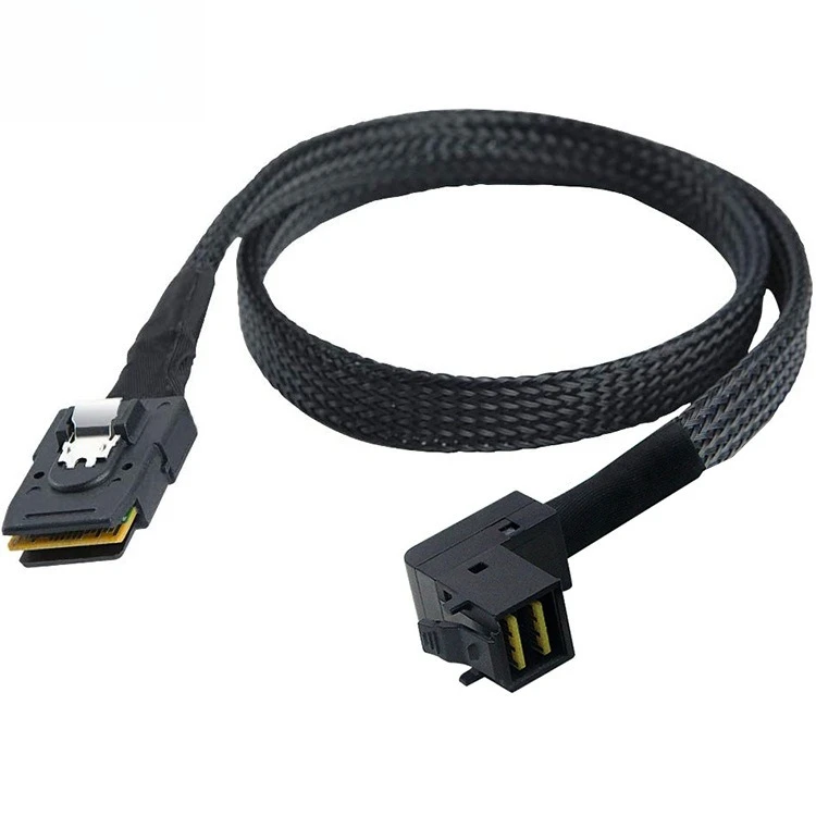 Mini SAS HD 8643 Inner Bend 90 Degree To SFF-8087 Server Chassis Built-in Cable Length Optional 0.5m 1m