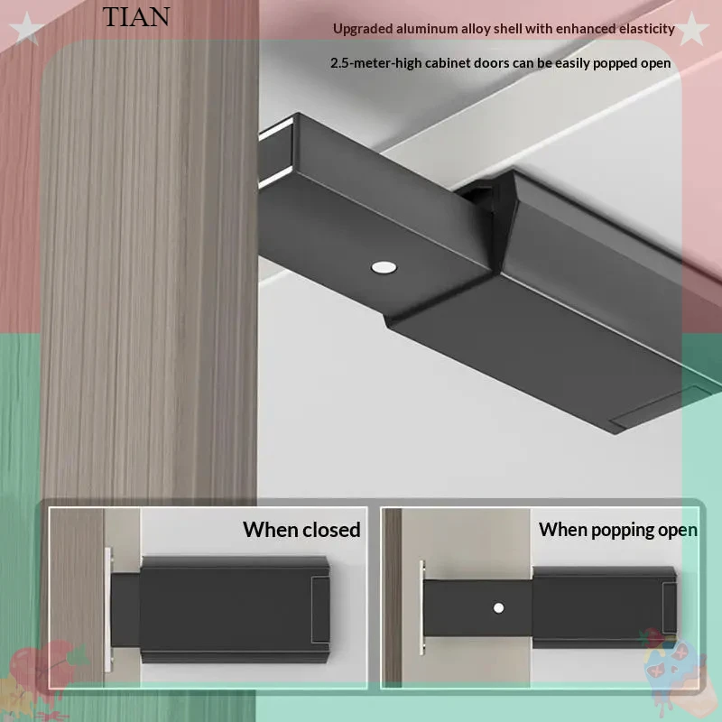 TIAN  Heavy Duty Magnetic Cabinet Door Push Opener Strong Suction High Elastic Rebound For Kitchen Wardrobes Hidden Doors