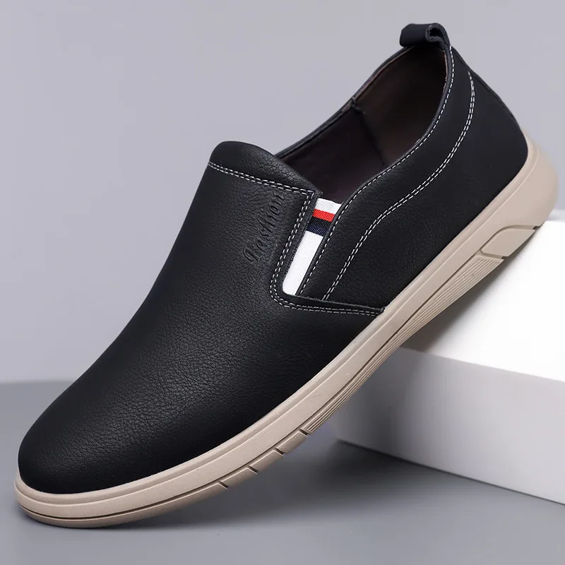 

Fashionable Men's Casual Leather Shoes Breathable Men's Soft Leather Soft Soled Driving Shoes Loafers