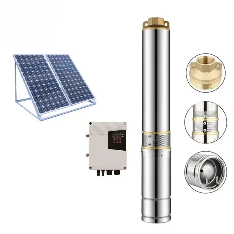 4 Inch 2HP Brushless Solar Borehole Pump, 135m Deep Well Pump for Irrigation