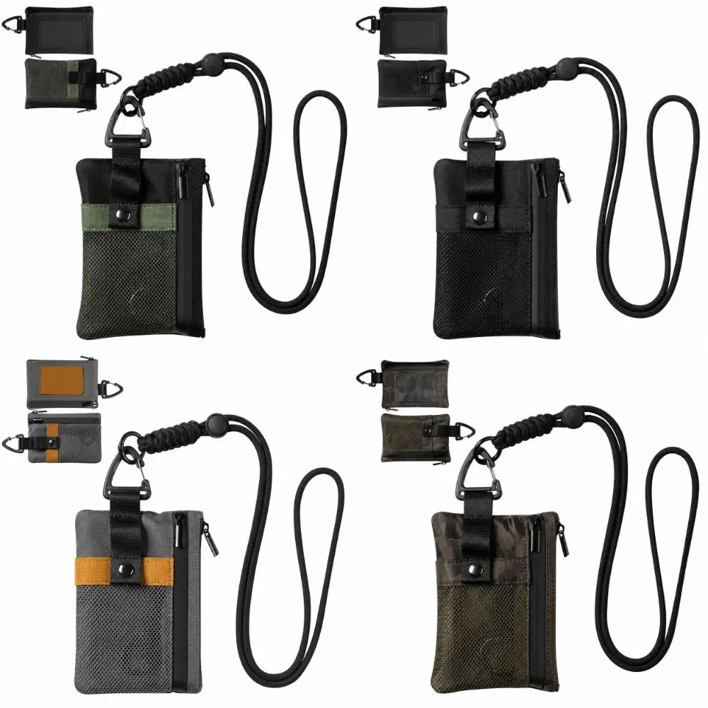 Durable Nylon RFID Wallet RFID Blocking Zipper Card Holder with Lanyard Waterproof Lanyard Wallet Travel Trip