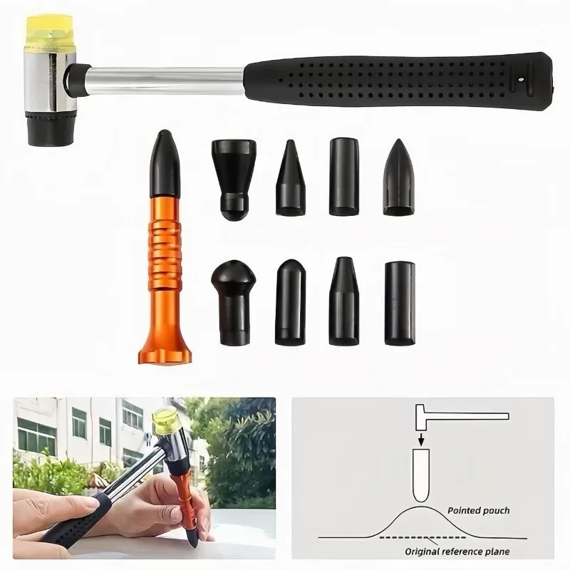 Paintless Dent Repair Kit Rubber Leveling Hammer Dent Removal Pen Car Body Dents Fix Tools Auto Dent Puller Repair Accessories