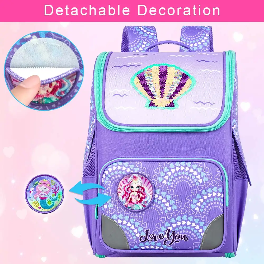 Beautiful Purple Shell Backpack Designed for Girls