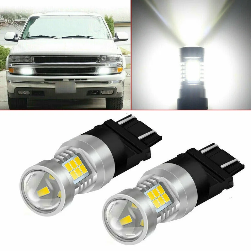 

2pcs 3157 3156 LED Daytime Running Light Bulb DRL White Reverse Tail Signal Lights Automotive Tools Universal Car Accessories