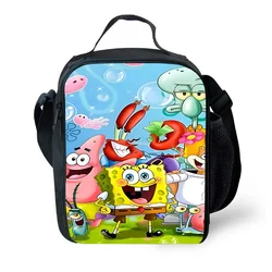 Sponge Boby Cartoon School Backpack for Boys Girls,Lunch Bags for School ,Anime Prints Child Picnic Bags,Kids Cooler Bags for